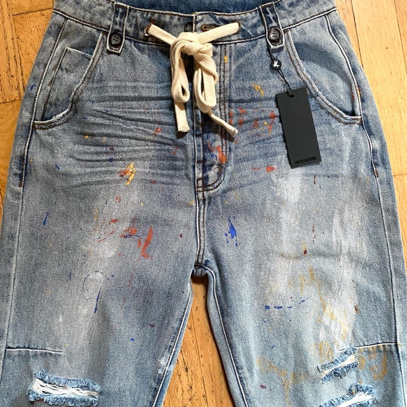 NWT - One Teaspoon Painted High  waist Safari Jean - Free People - size 24 or XS - Picture 4 of 9
